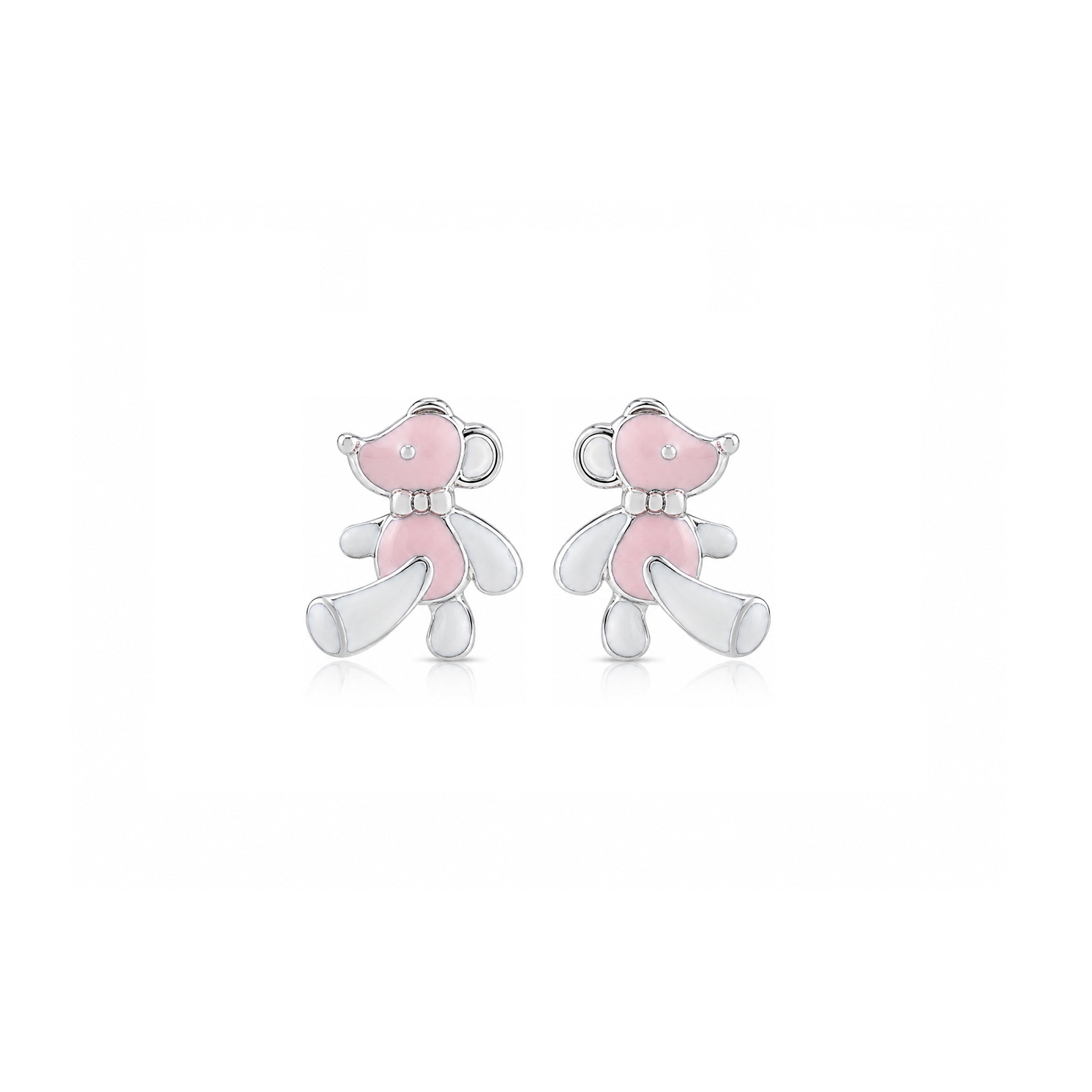 Pretty Pink Bear 925 Sterling Silver Stud for Kids
