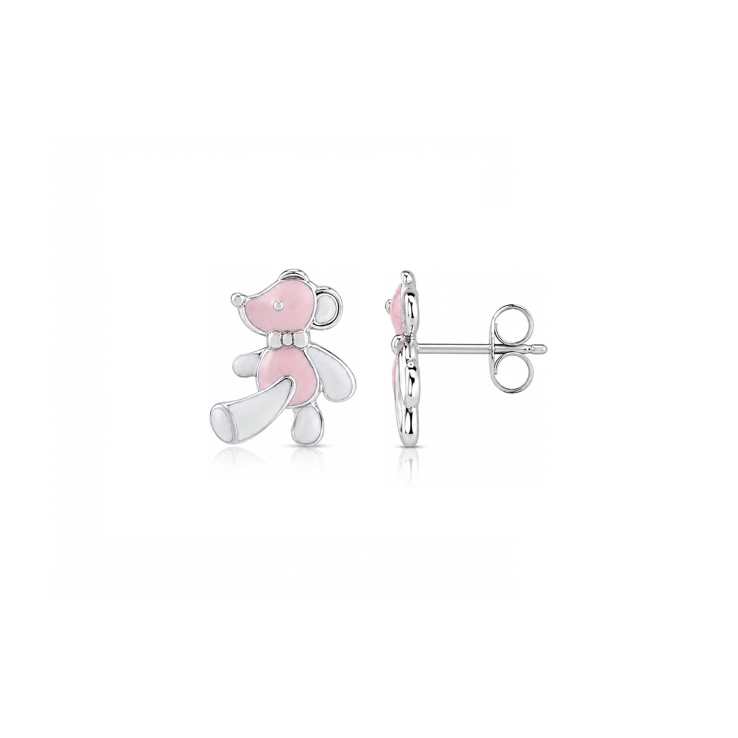 Pretty Pink Bear 925 Sterling Silver Stud for Kids