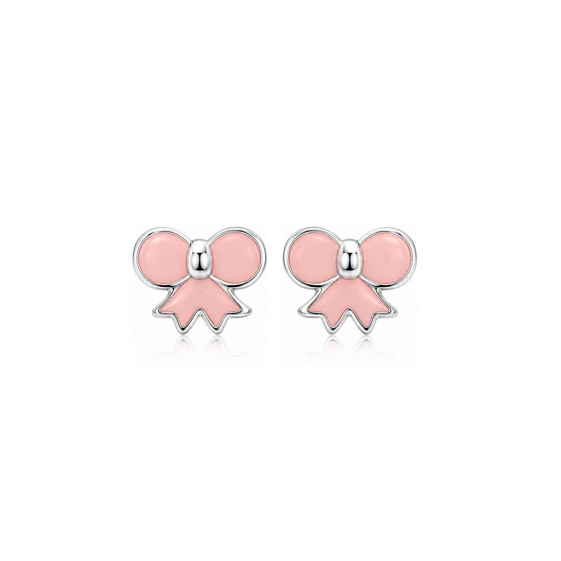 Pretty Pink Ribbon 925 Sterling Silver Stud for Kids