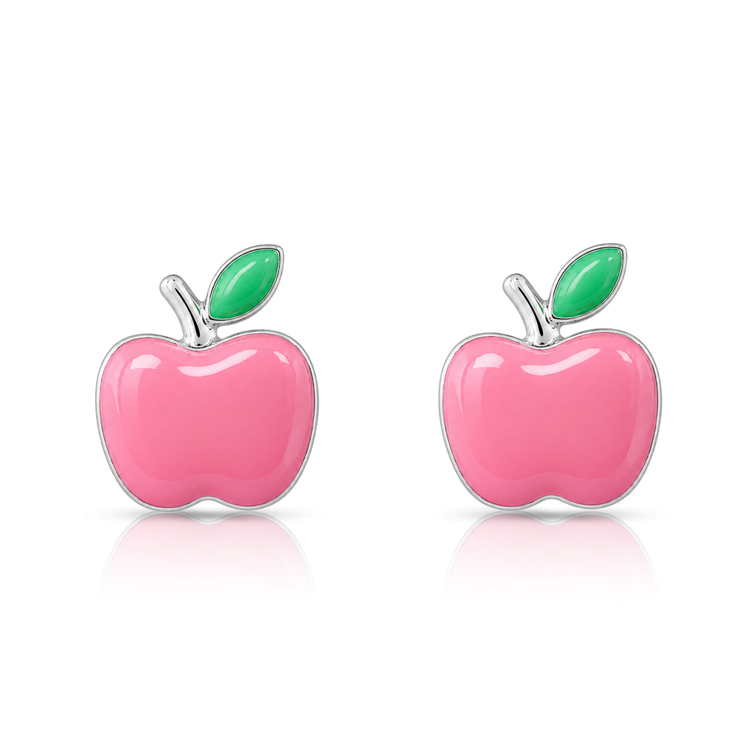 Pretty Red Apple 925 Sterling Silver Stud for Kids