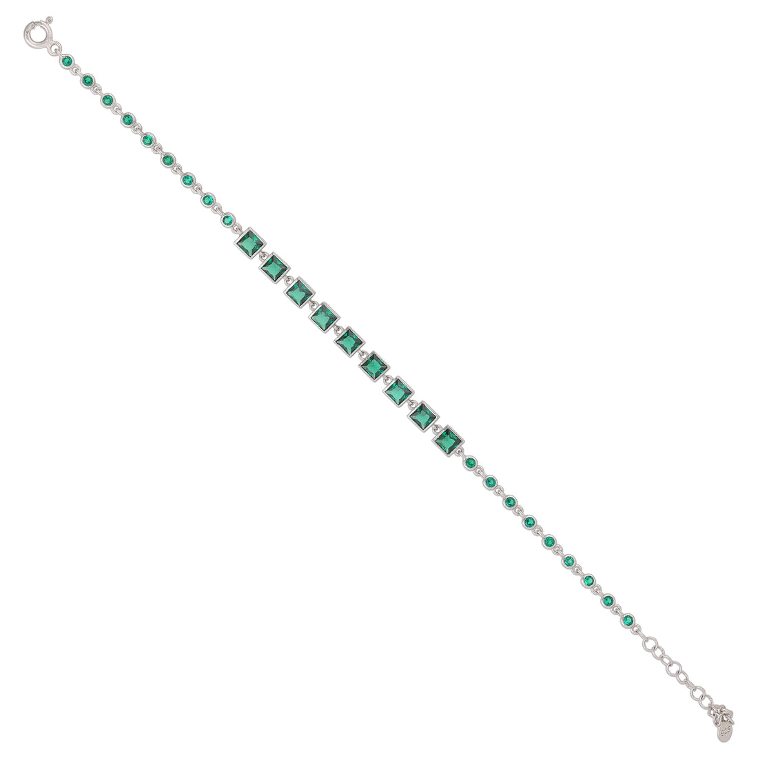 Princess Cut Green Tone 925 Sterling Silver Tennis Bracelet for Women