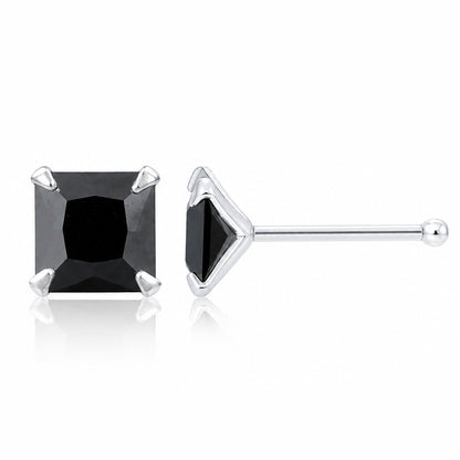 Princess Cut Black Spinel Stud Earrings