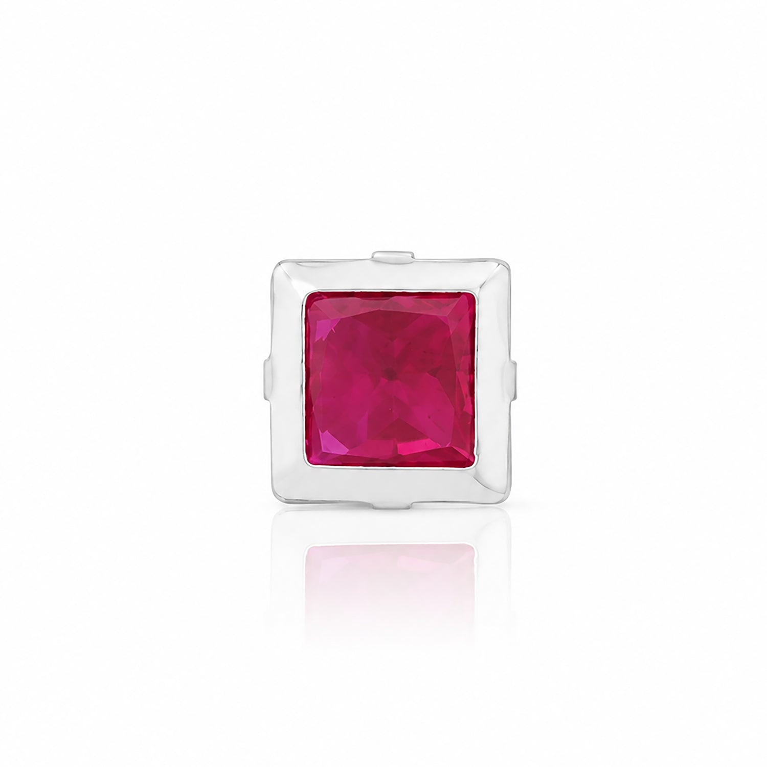 Prism Bezel Red Gemstone Silver Nose Pin