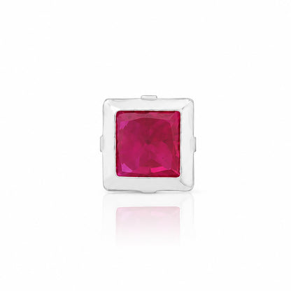 Prism Bezel Red Gemstone Silver Nose Pin