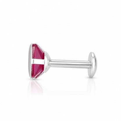 Prism Bezel Red Gemstone Silver Nose Pin