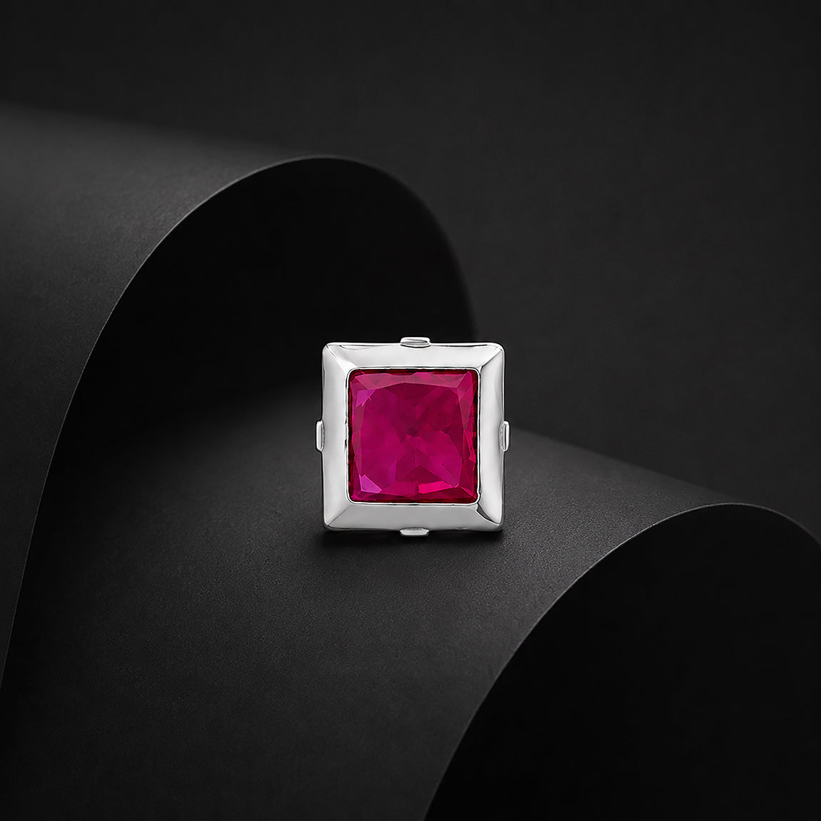 Prism Bezel Red Gemstone Silver Nose Pin