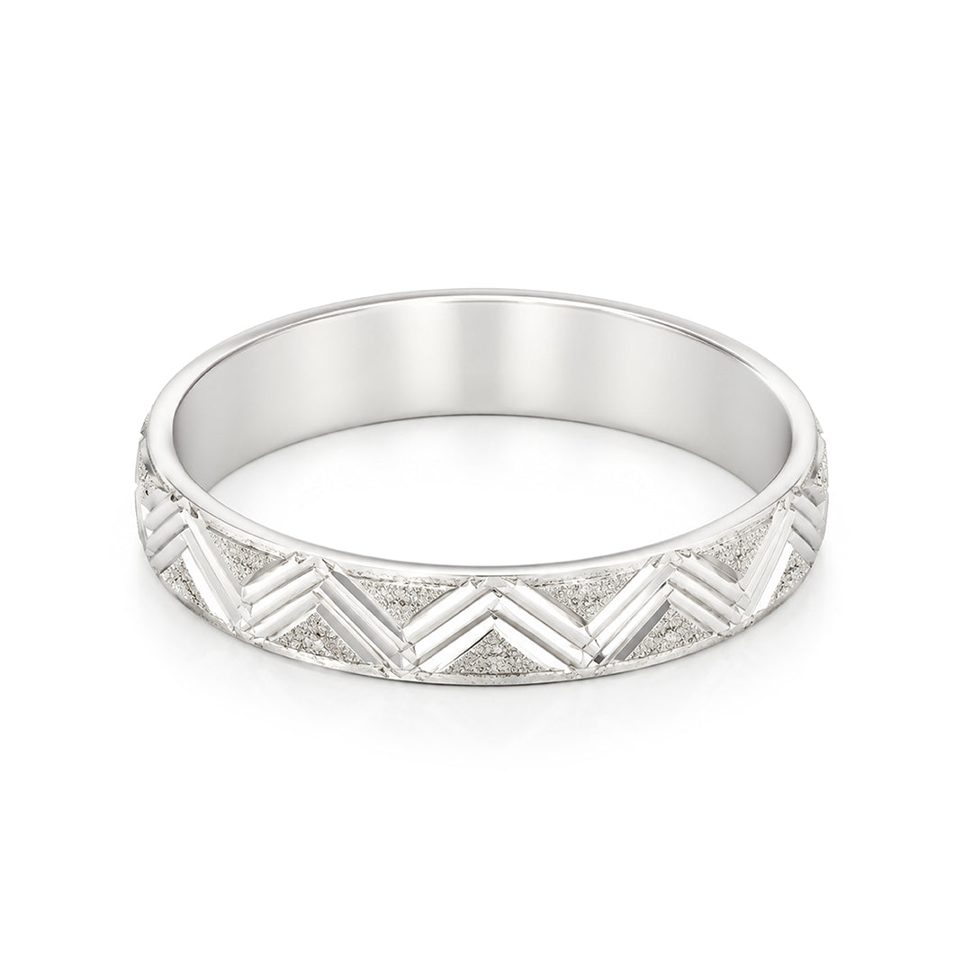 Prism Cut 925 Sterling Silver Contemporary Band Ring