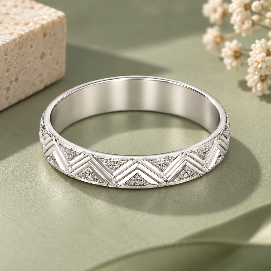 Prism Cut 925 Sterling Silver Contemporary Band Ring