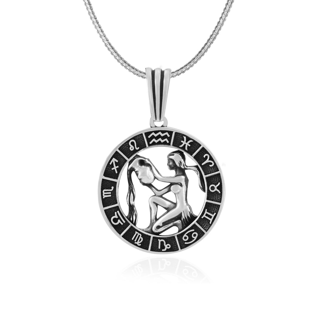 Pristine Virgo Oxidised Zodiac Pendant