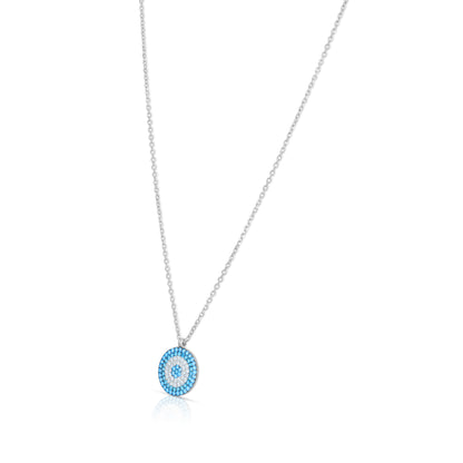Protective Blue Evil Eye 925 Sterling Silver Chain Pendant for Women
