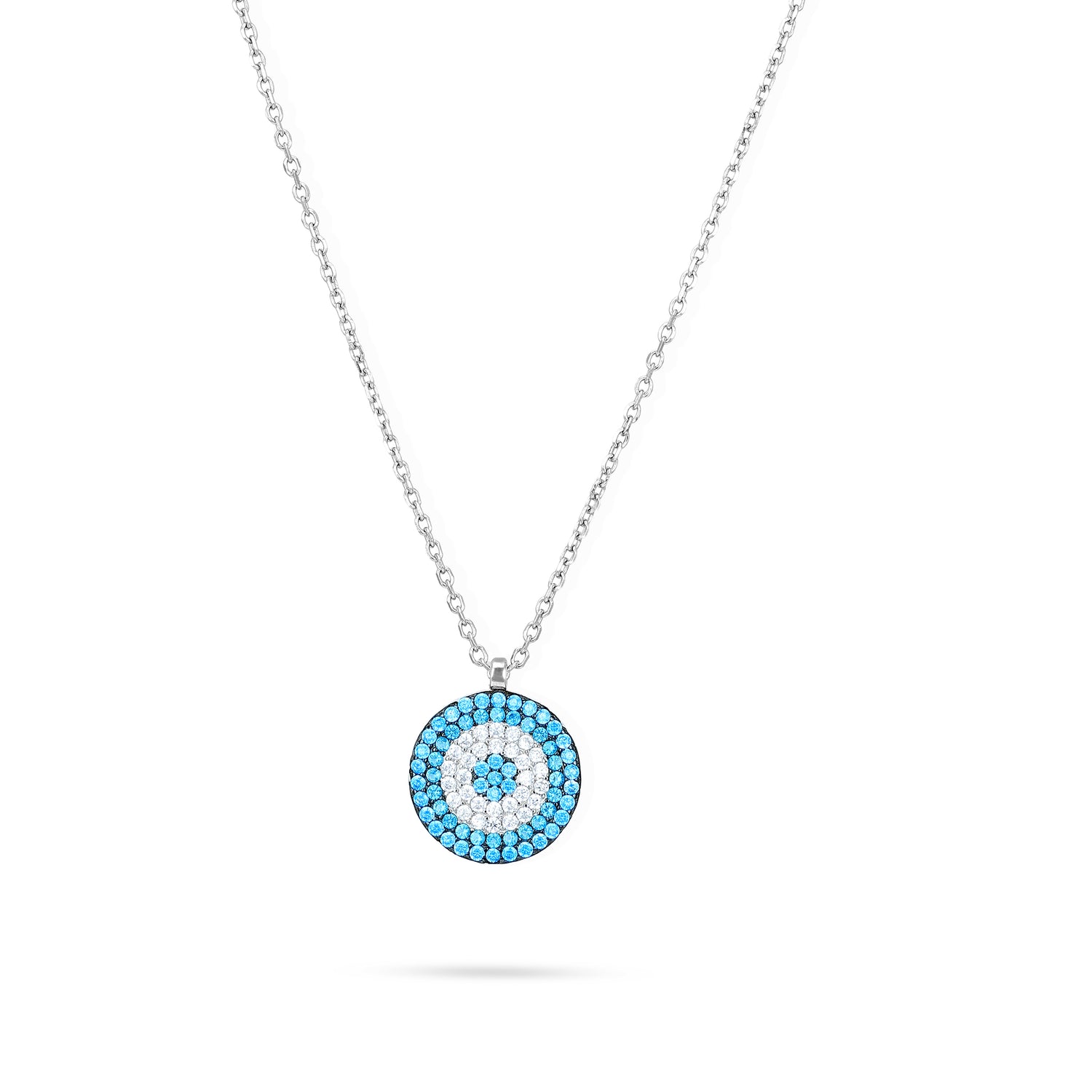 Protective Blue Evil Eye 925 Sterling Silver Chain Pendant for Women