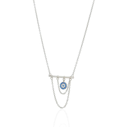 Protective Layered silverevil Eye Chain Pendant