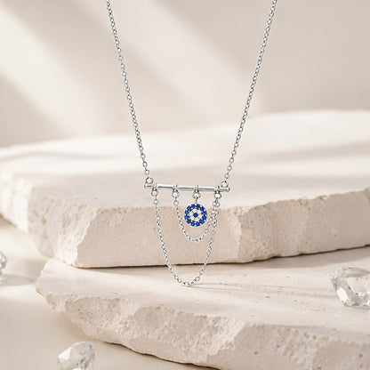 Protective Layered silverevil Eye Chain Pendant
