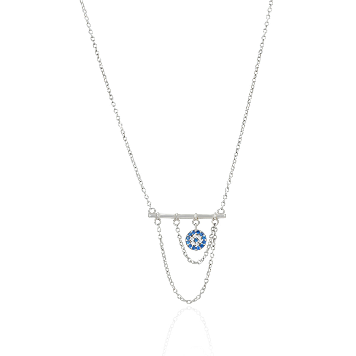 Protective Layered silverevil Eye Chain Pendant