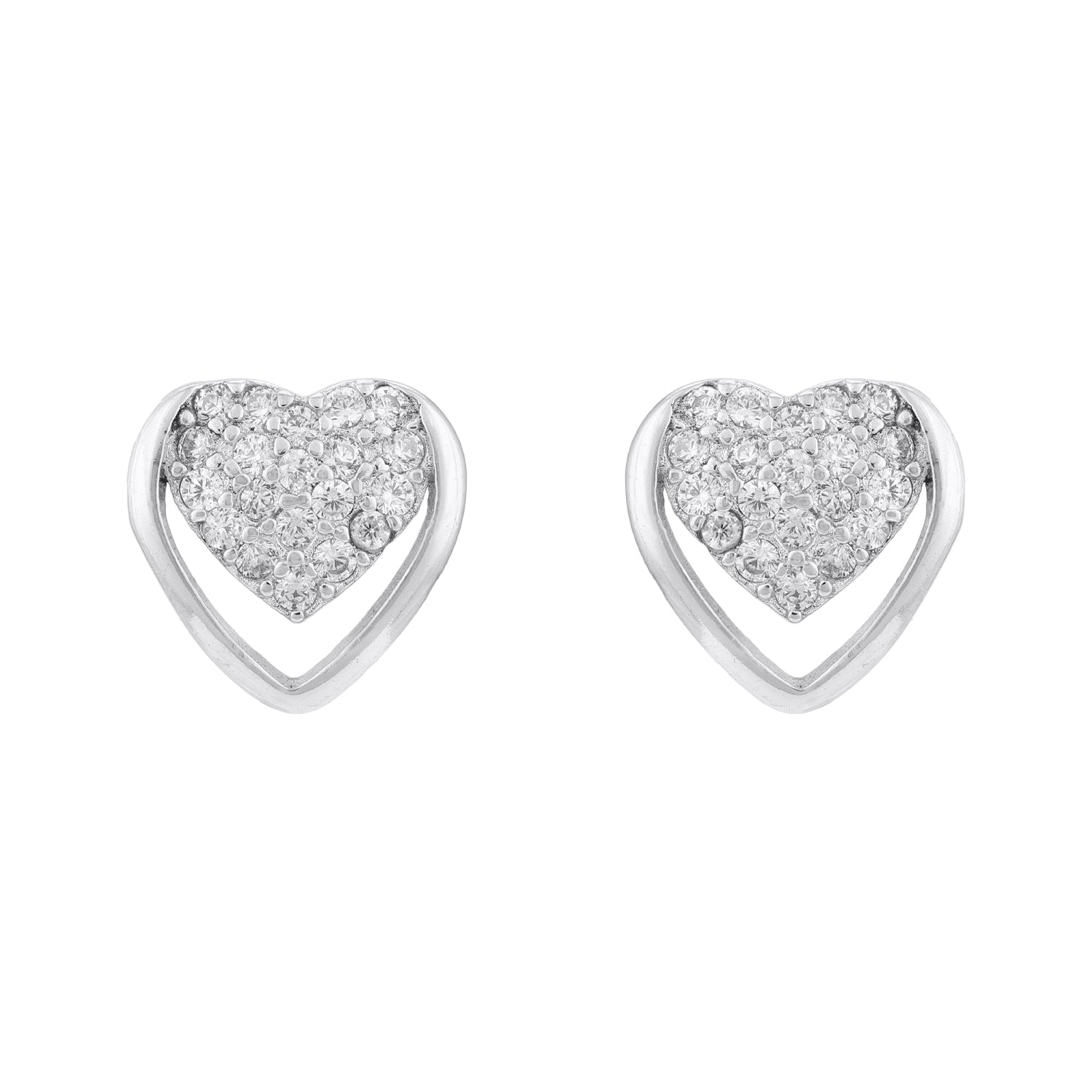 Pure Heart Sparkle 925 Sterling Silver Earrings for Women