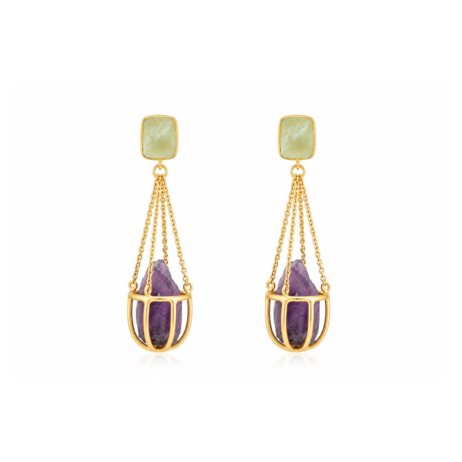 Purple Crystal Dangle 925 Sterling Silver Earrings