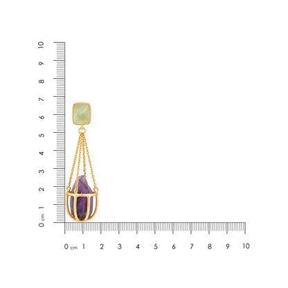 Purple Crystal Dangle 925 Sterling Silver Earrings
