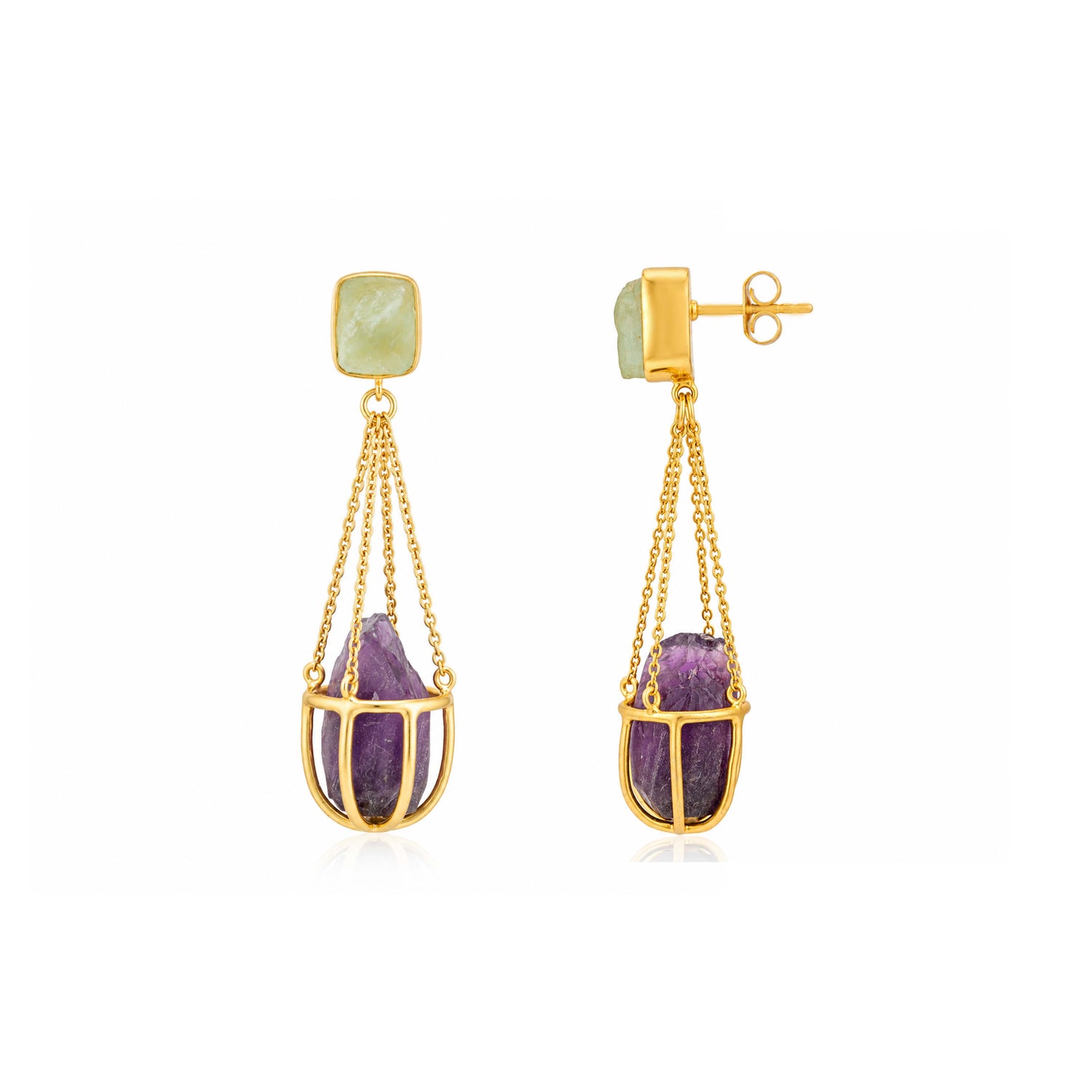 Purple Crystal Dangle 925 Sterling Silver Earrings