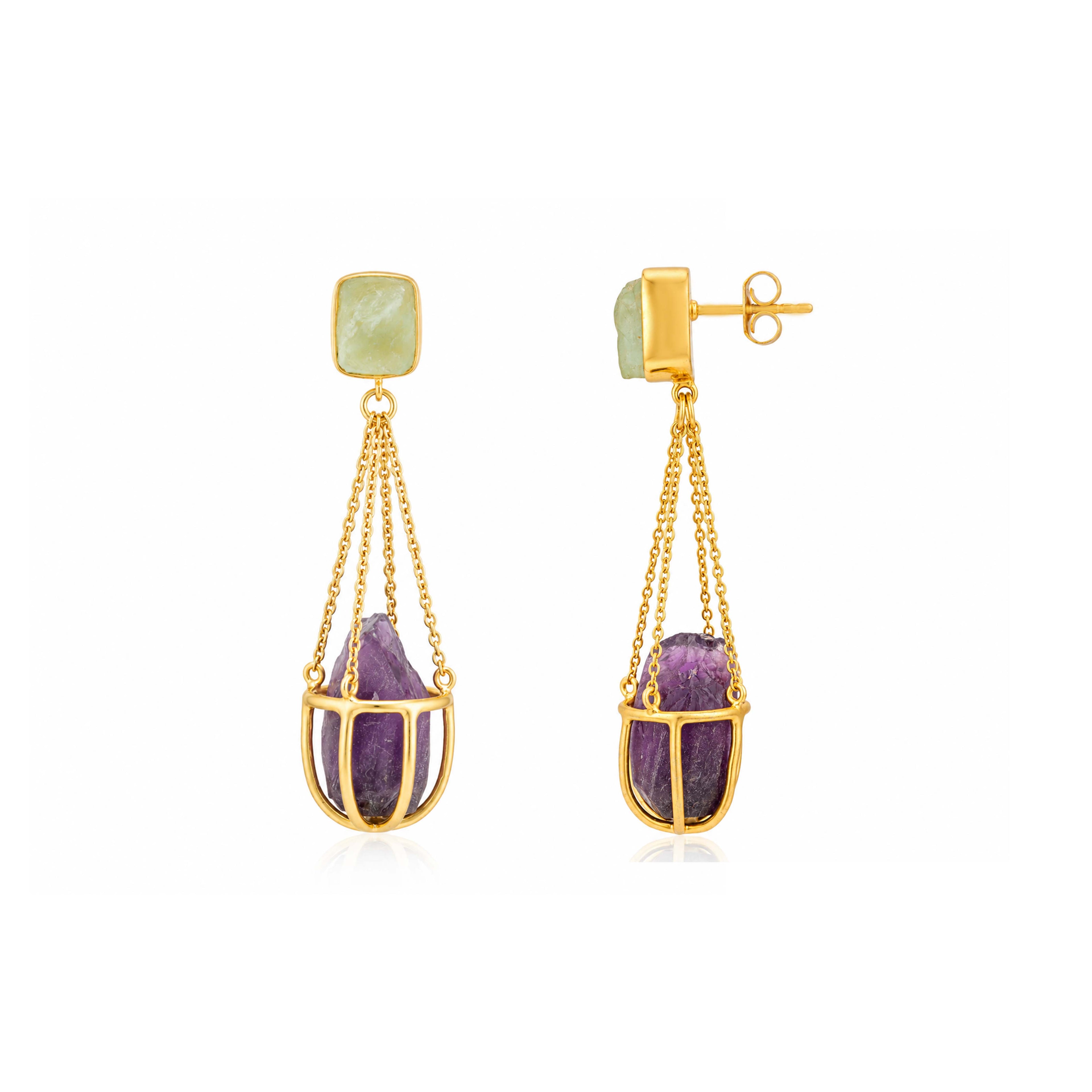 Purple Crystal Dangle 925 Sterling Silver Earrings