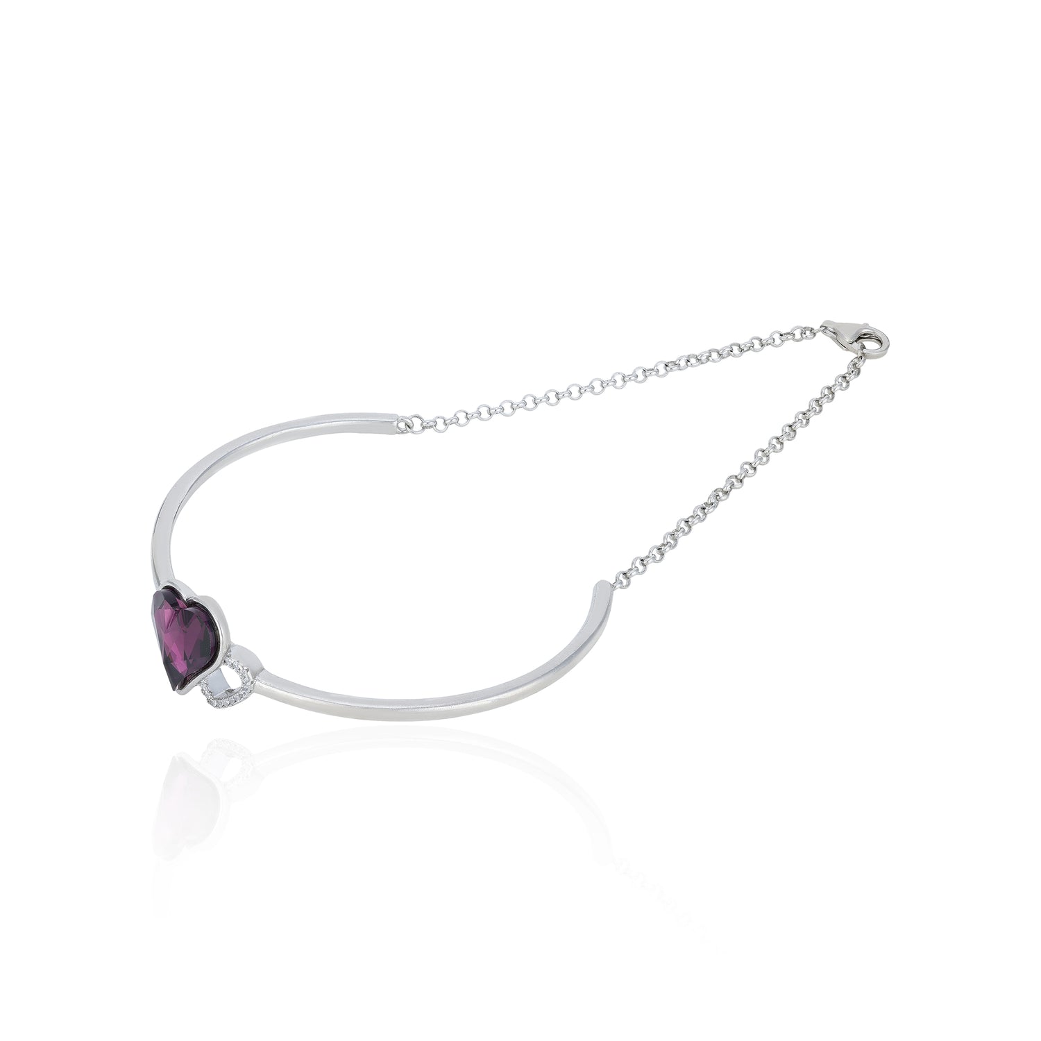 Purple Heart Stone Silver Kada