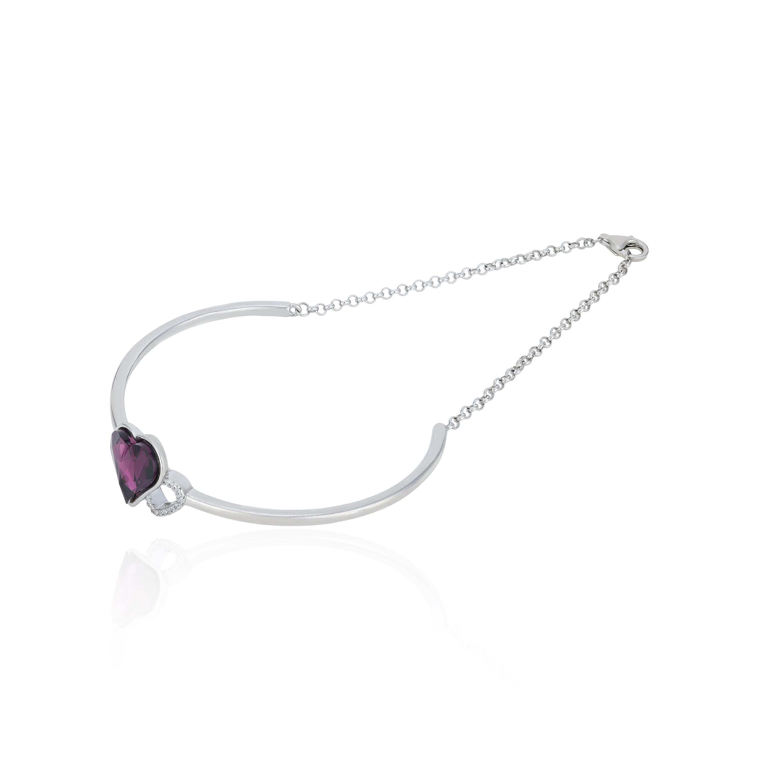 Purple Heart Stone Silver Kada