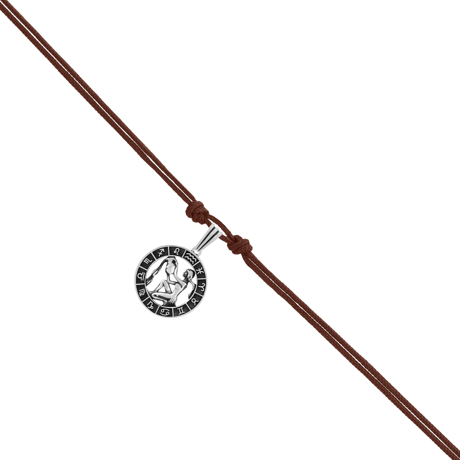 925 Pristine Aquarius Oxidised Zodiac Pendant