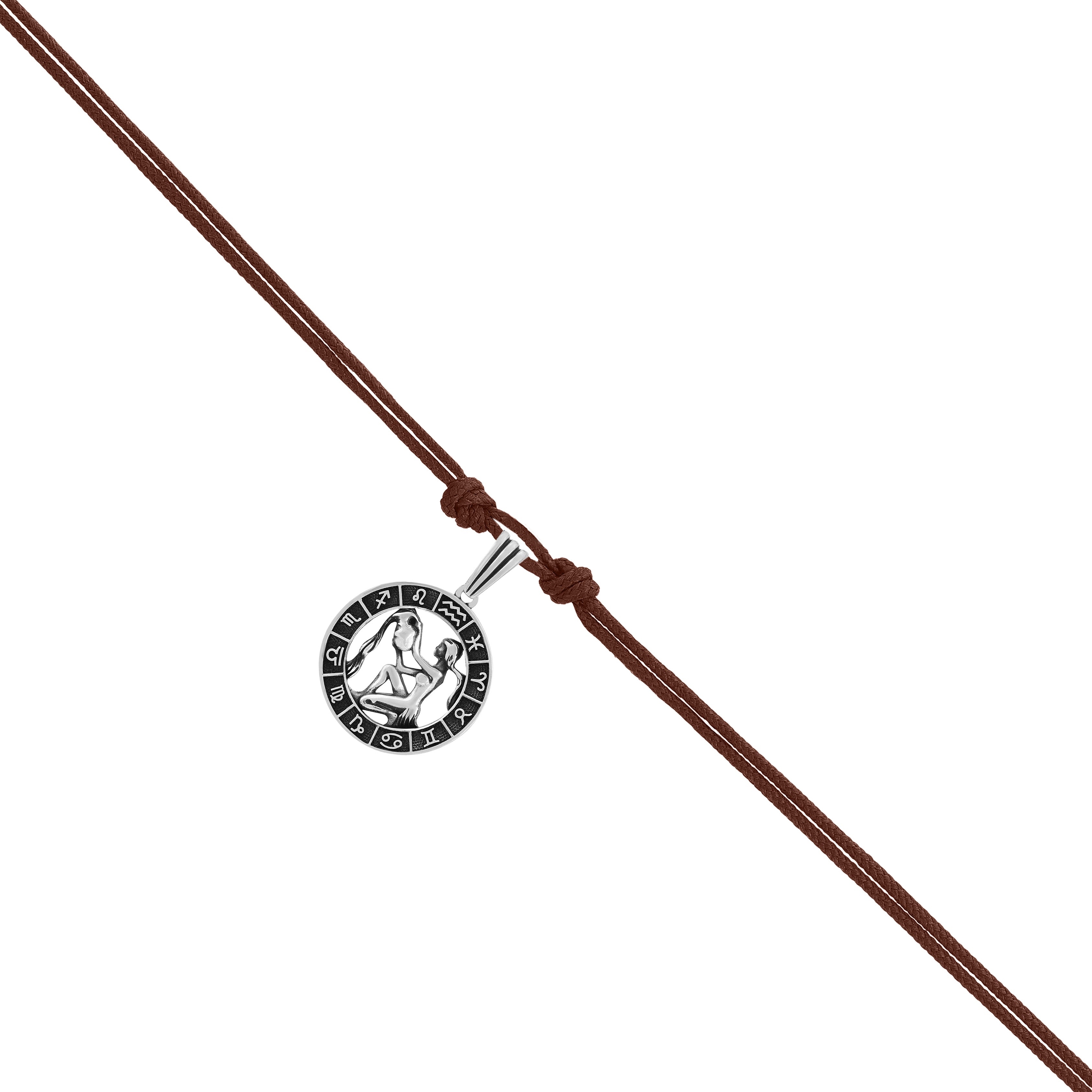 925 Pristine Aquarius Oxidised Zodiac Pendant