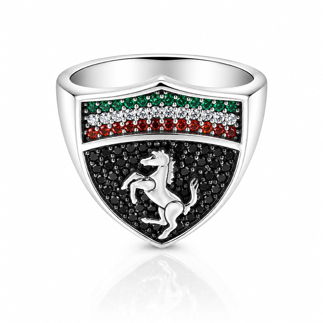 Racing Horse Emblem 925 Sterling Silver Ring
