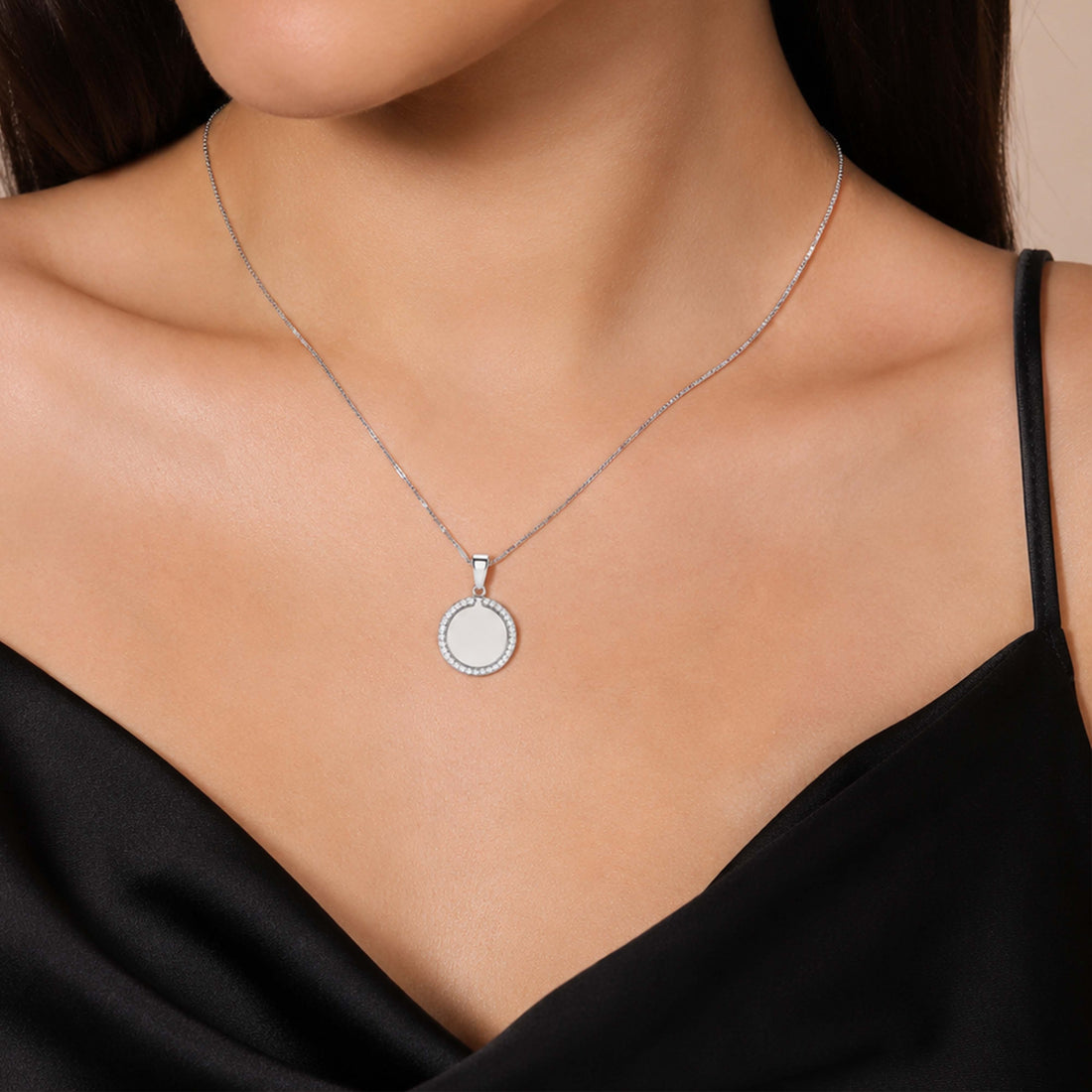 Radiant Circle Halo 925 Sterling Silver Pendant