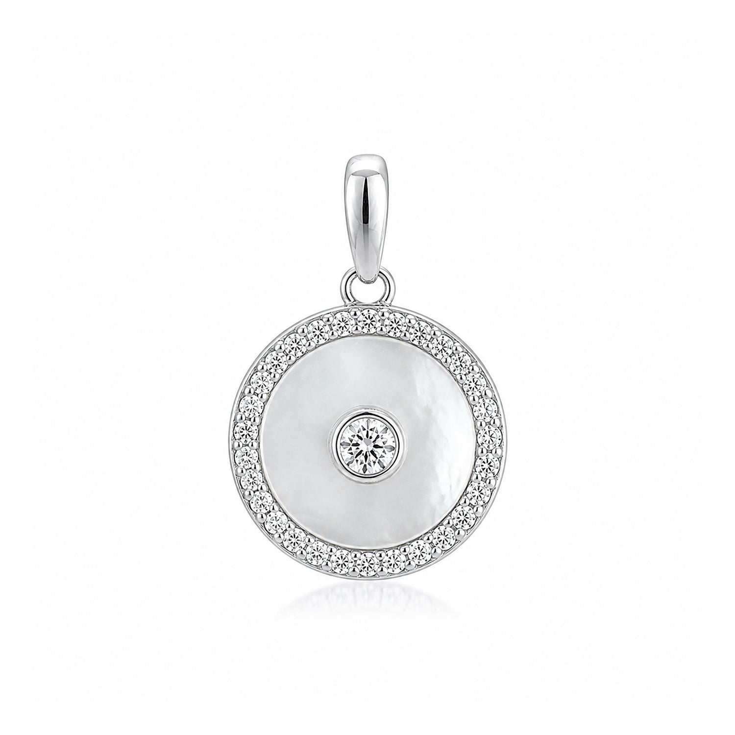 Radiant Circular Halo Sparkle 925 Sterling Silver Pendant for women