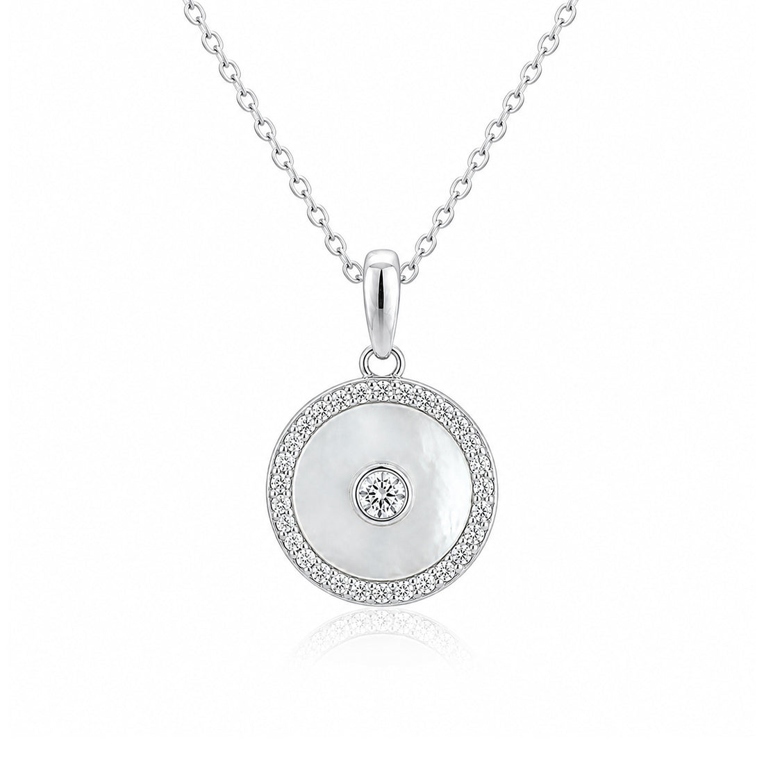 Radiant Circular Halo Sparkle 925 Sterling Silver Pendant for women