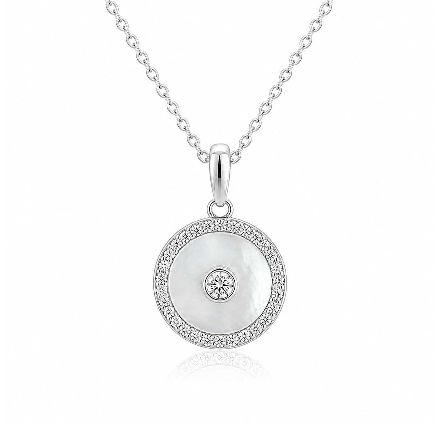 Radiant Circular Halo Sparkle 925 Sterling Silver Pendant for women