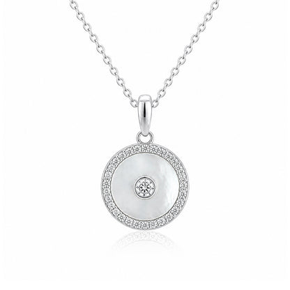 Radiant Circular Halo Sparkle 925 Sterling Silver Pendant for women