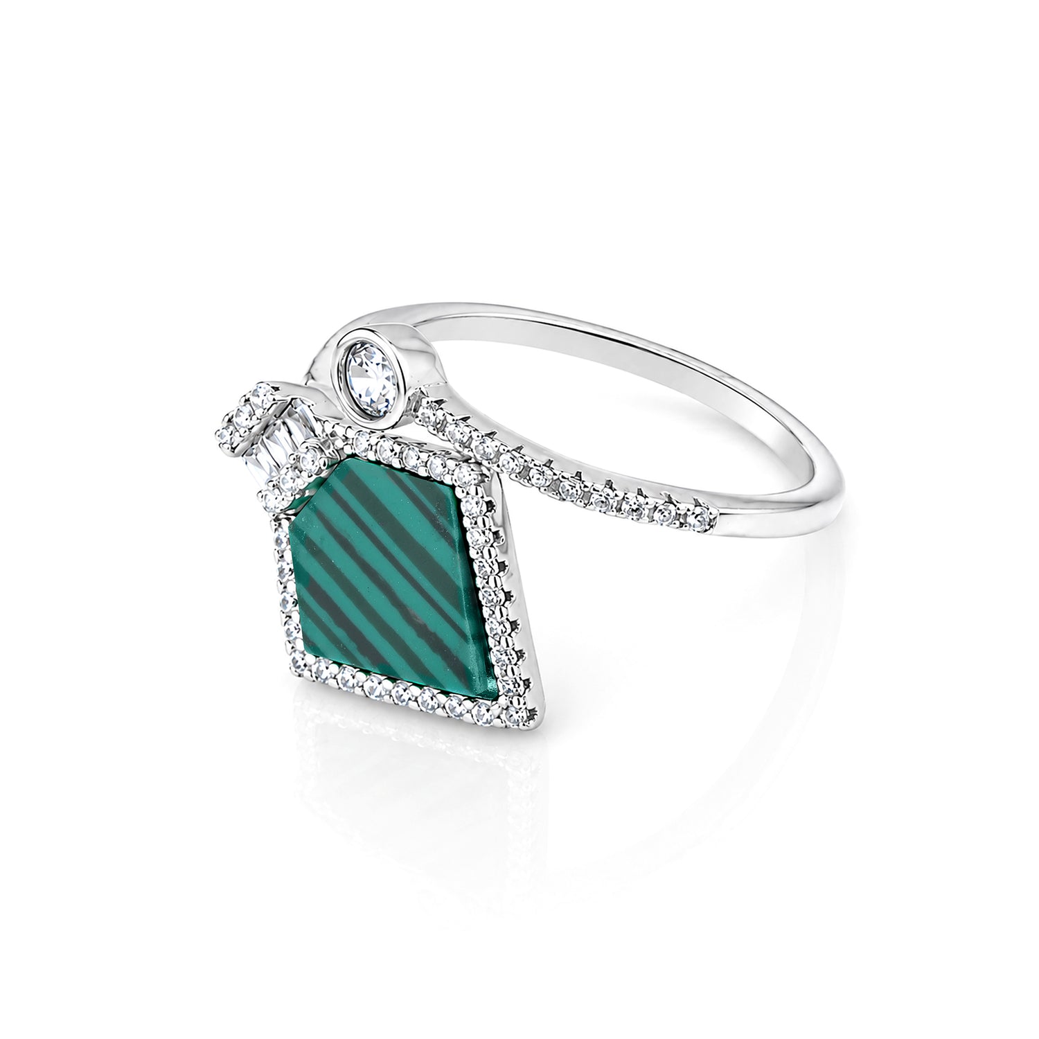 Radiant Malachite Sparkle 925 Sterling Silver Ring