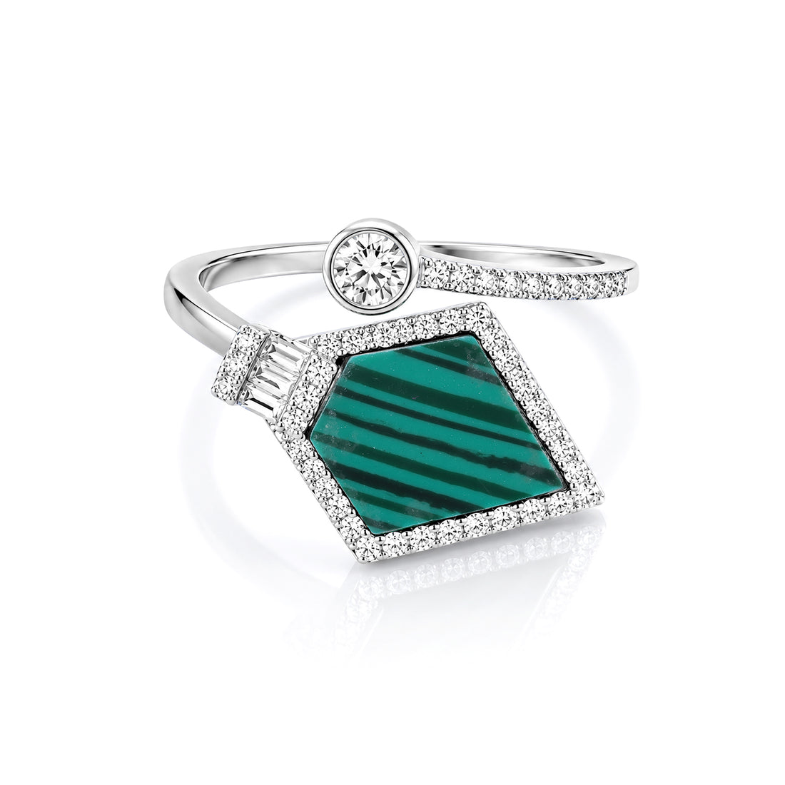 Radiant Malachite Sparkle 925 Sterling Silver Ring