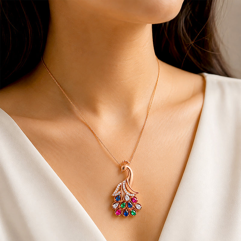 Radiant Peacock 925 Sterling Silver Pendant