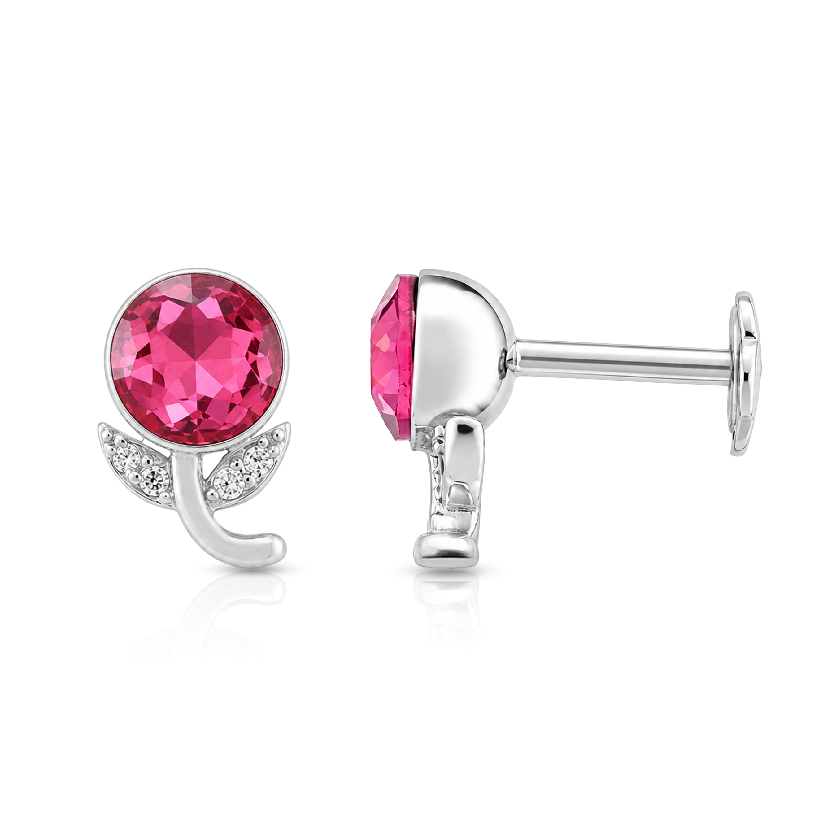 Radiant Pink Crystal 925 Sterling Silver Earring for Women