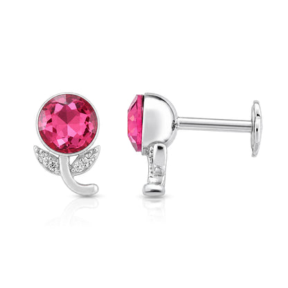 Radiant Pink Crystal 925 Sterling Silver Earring for Women