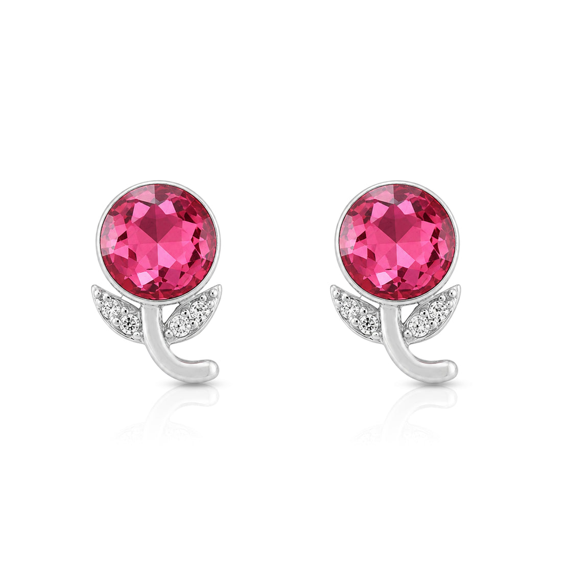 Radiant Pink Crystal 925 Sterling Silver Earring for Women
