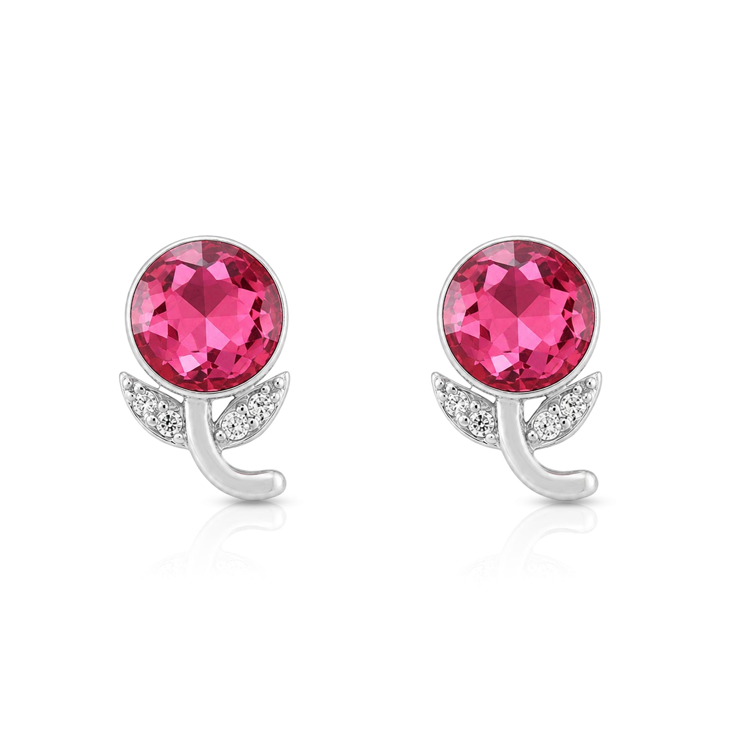 Radiant Pink Crystal 925 Sterling Silver Earring for Women