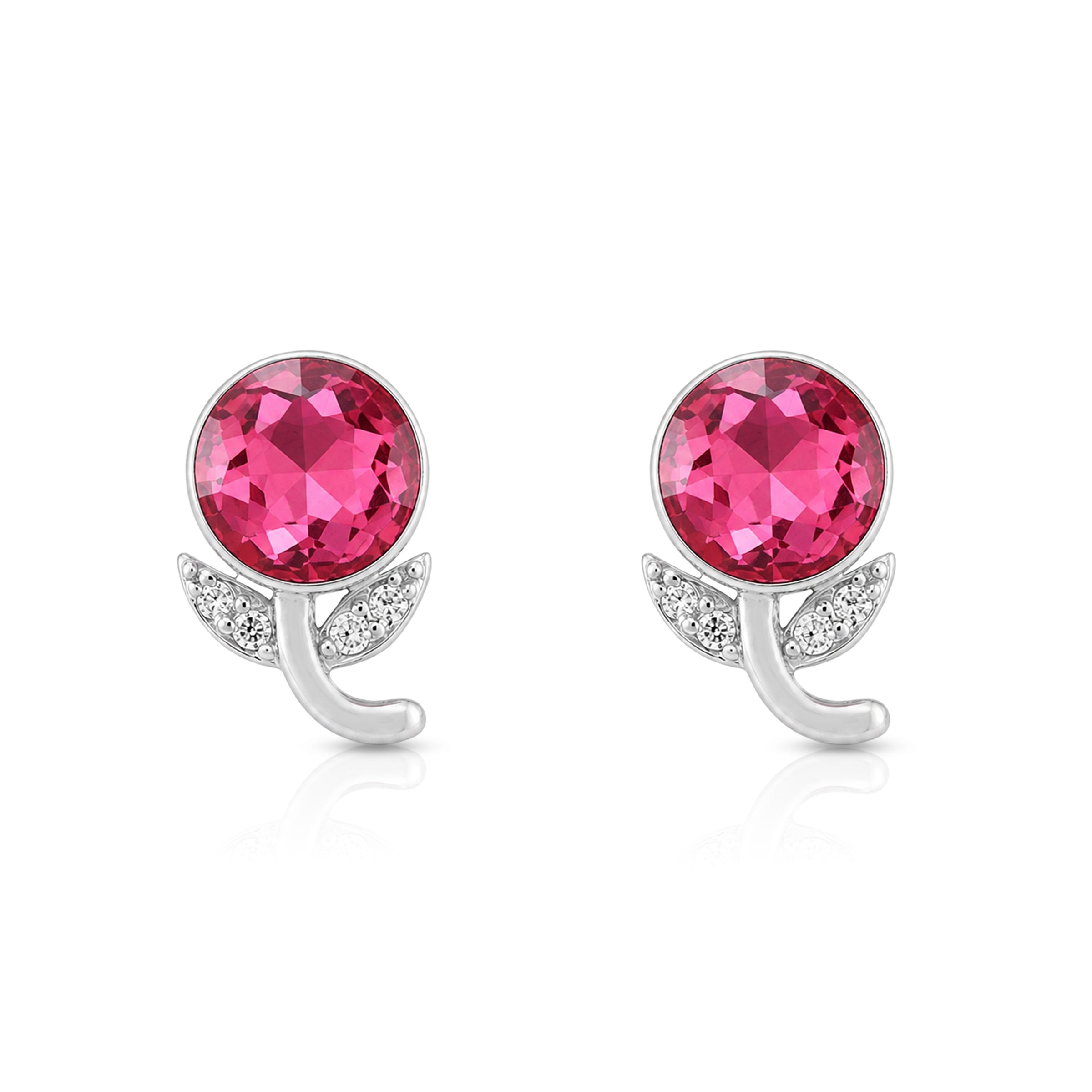 Radiant Pink Crystal 925 Sterling Silver Earring for Women