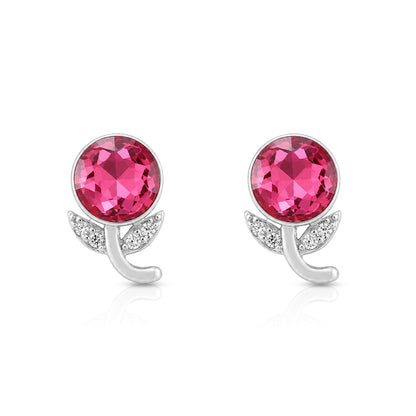 Radiant Pink Crystal 925 Sterling Silver Earring for Women