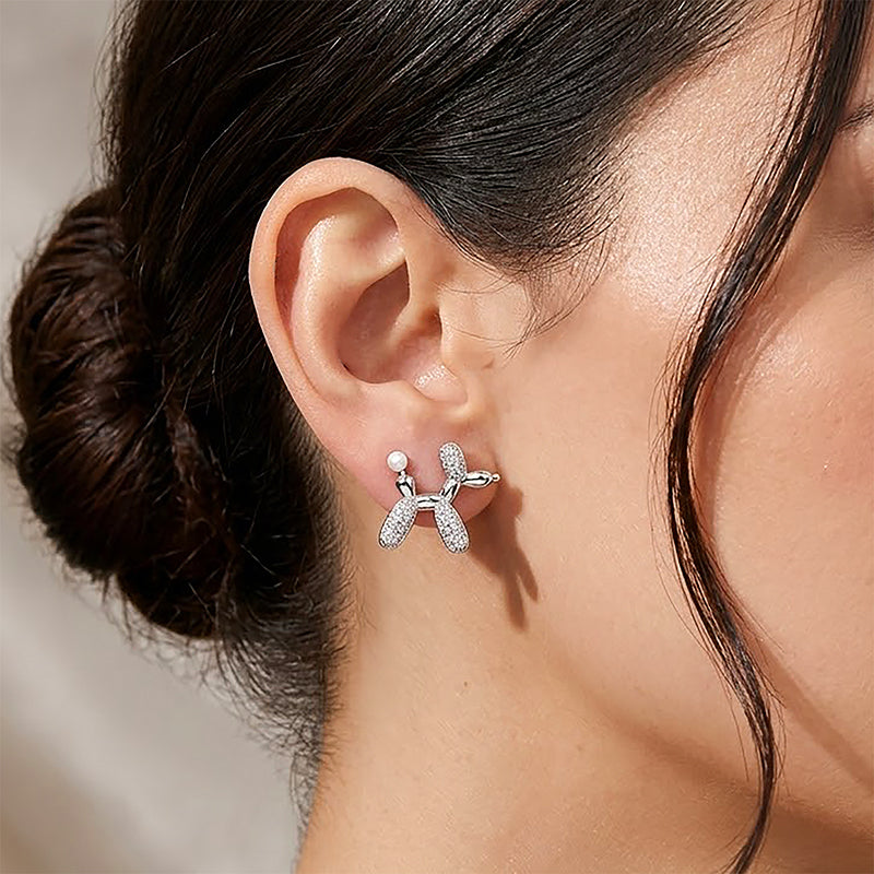 Radiant Puppy Form 925 Sterling Silver Statement Earrings
