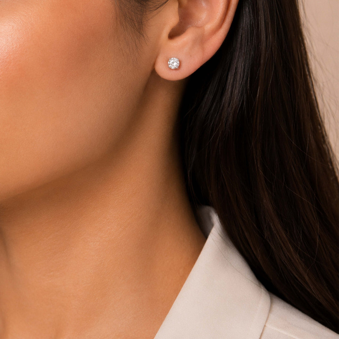 Radiant Solitaire 925 Sterling Silver Classic Stud Earring