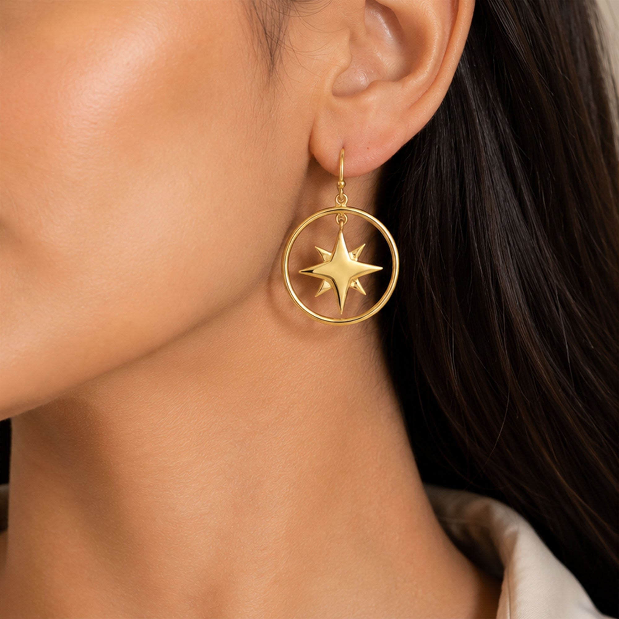 Radiant Star Dangle 925 Sterling Silver Earrings