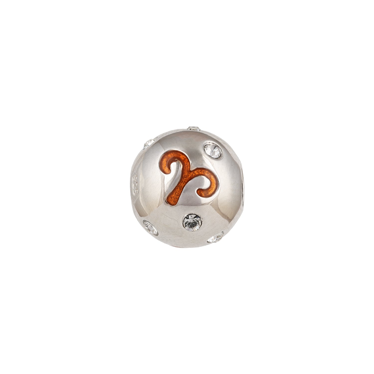 Silver charm with a unique design on a white background