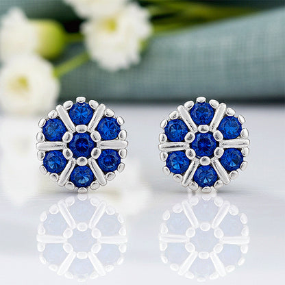 Radiant Blue Blossom 925 Sterling Silver Stud for Women