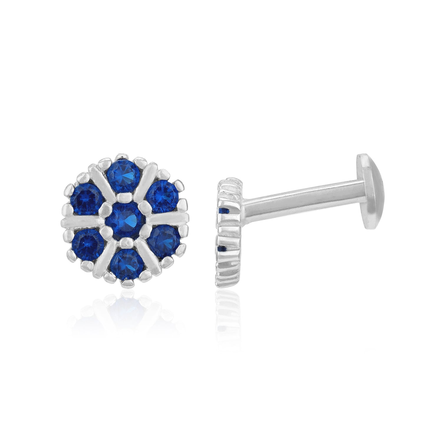 Radiant Blue Blossom 925 Sterling Silver Stud for Women