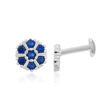 Radiant Blue Blossom 925 Sterling Silver Stud for Women