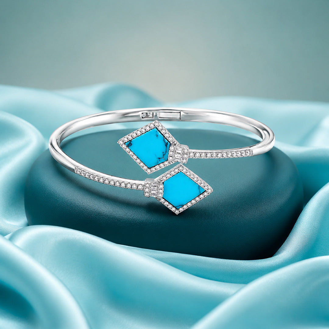 Radiant Blue Kite 925 Sterling Silver Kada for Women